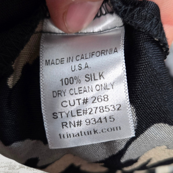 90s Vintage Trina Turk Black Turtleneck Silk USA Made Bodycon Mini Dress Size 4 - Picture 7 of 9